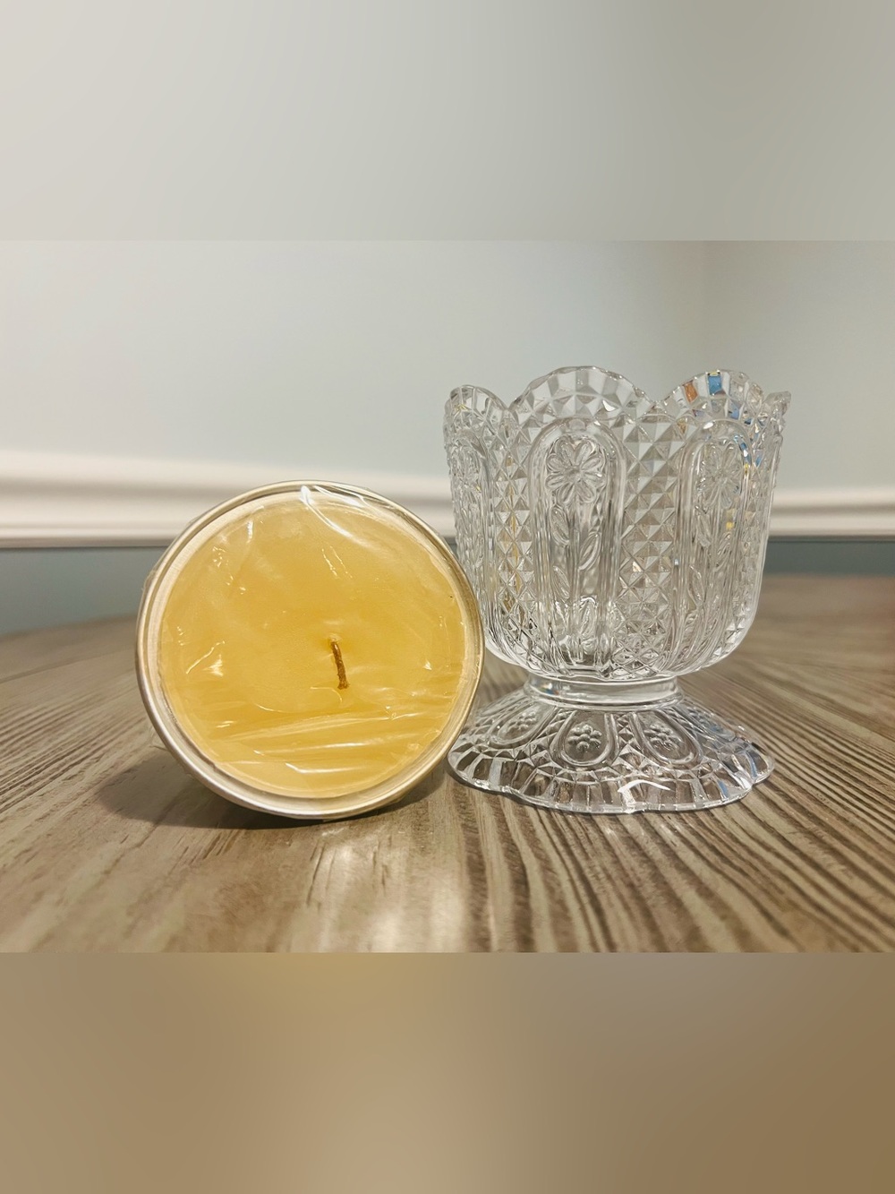 Avon x Fostoria Crystal Candle Holder with Spice Garden Candle Insert